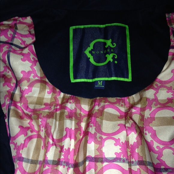 C WONDER TRENCH COAT MEDIUM NAVY PINK - Picture 2 of 4